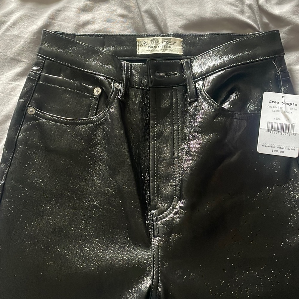 Black high waisted faux leather pants!